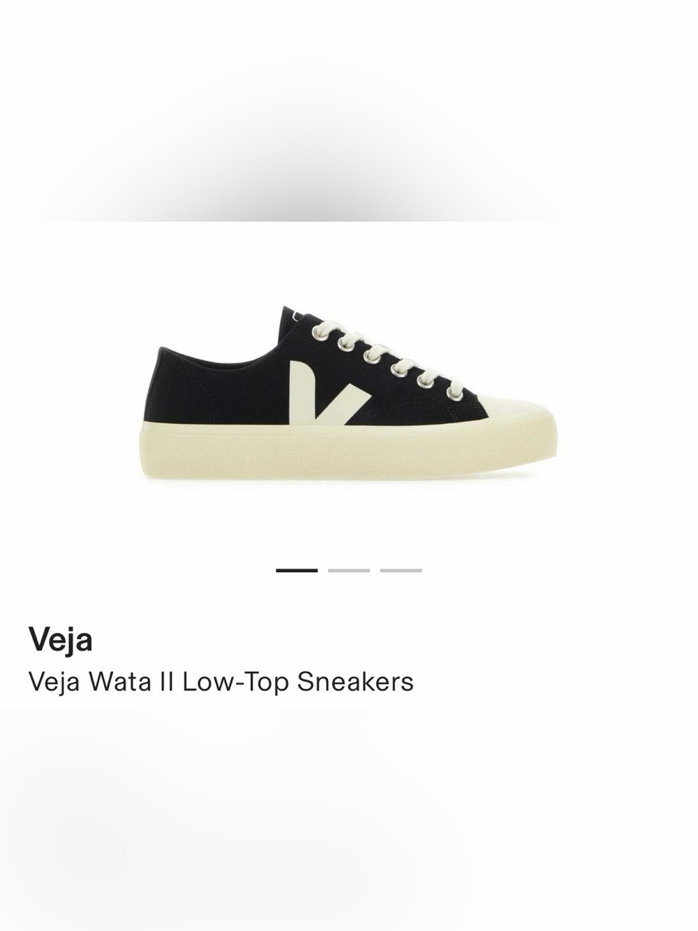 VEJA Women’s Wata II, Black/Cream Low-Top Canvas Sneakers, Size 8